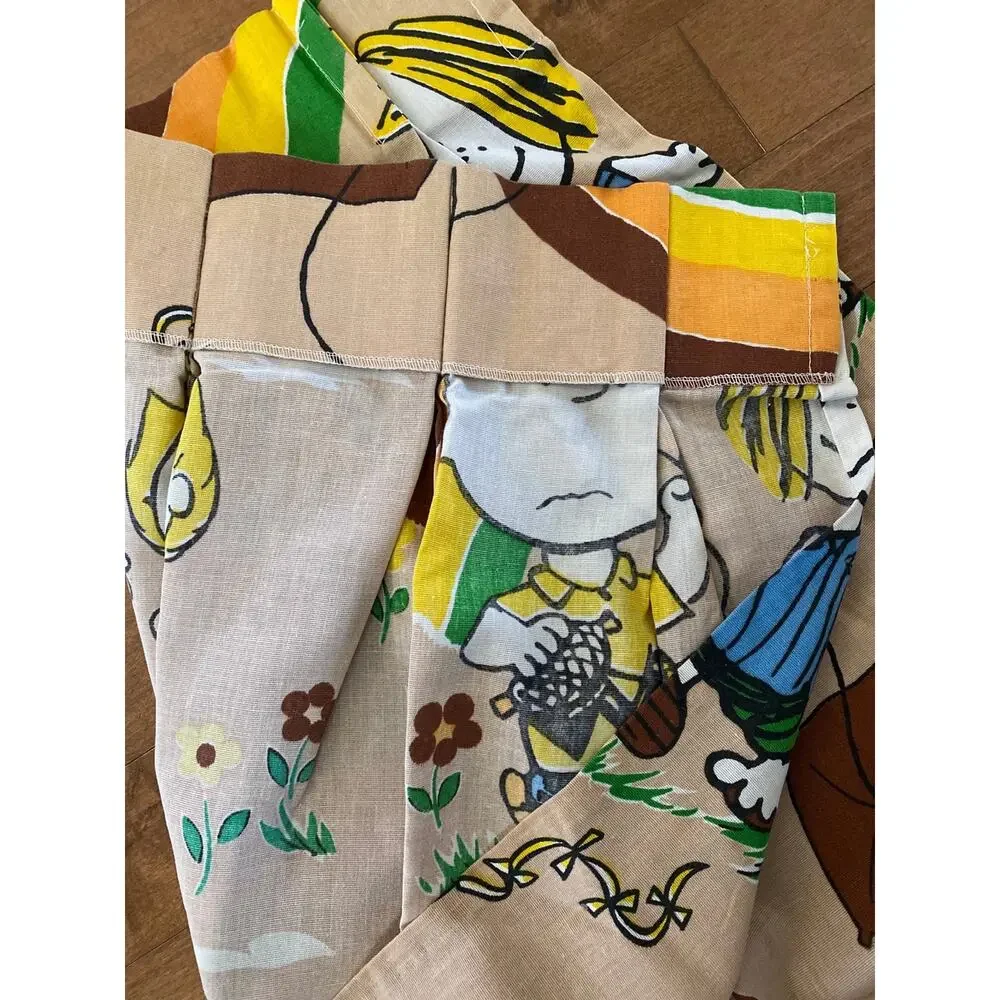 Vintage 70s Peanuts Charlie Brown Snoopy Pinch Pleat Drapes Set of 2 – 61” Long